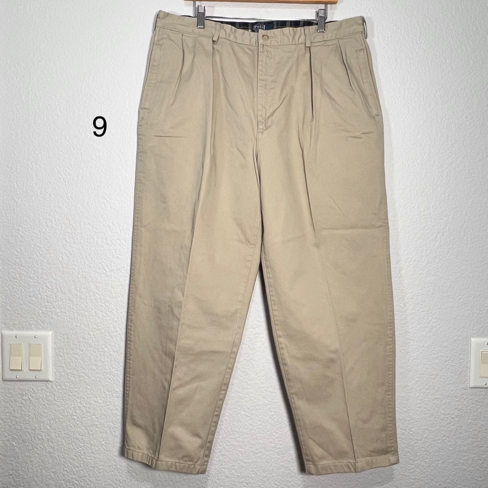 Polo Ralph Lauren Men 40x32 Golf Chino Pants Pleated USA Made Rare Dual Zipper